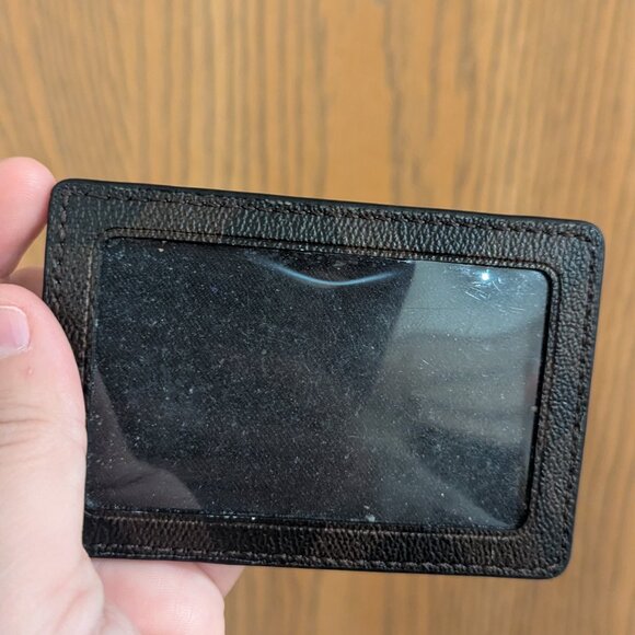 Coach ID Case/Card Holder with Signature Canvas Dark Brown/Black Logo - Picture 4 of 4